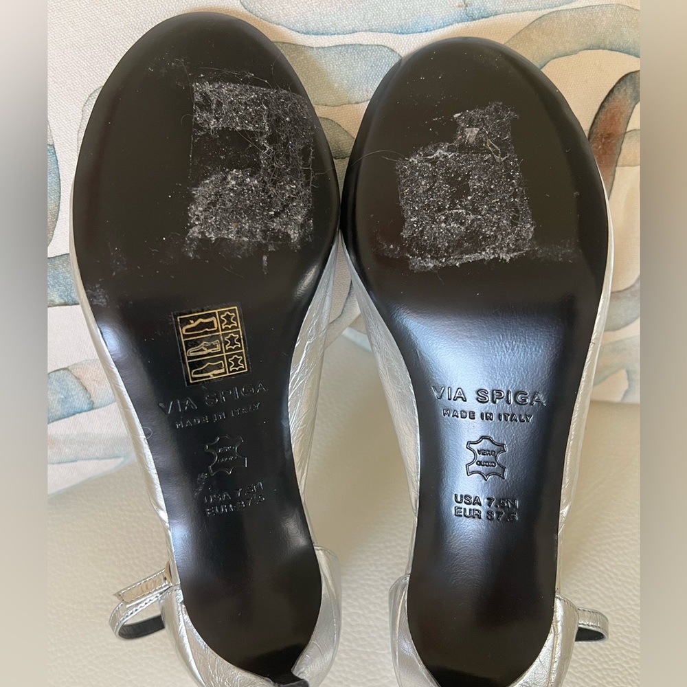 VIA SPIGA silver metallic leather heels - Picture 5 of 10